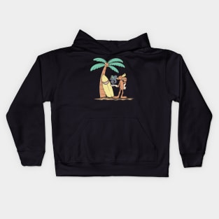 Rocky and bullwinkle surfing summer vacation Kids Hoodie